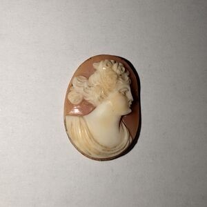 Antique Hand Carved Cameo Pink White Oval Shell Unmounted Woman Flowers In Hair